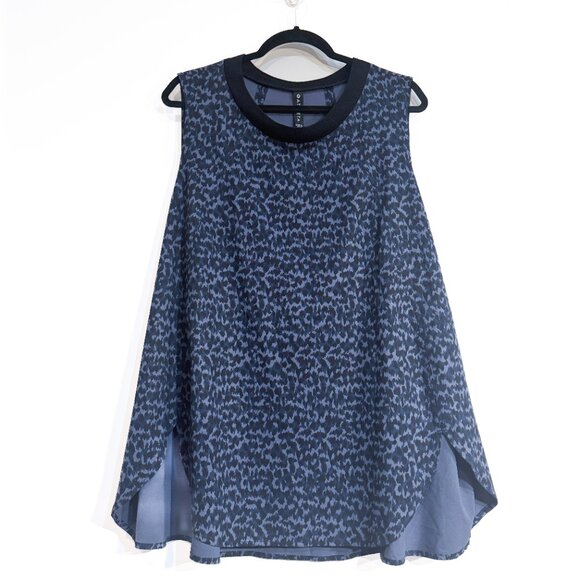Athleta Zephyr Animal Print Top Allure Blue Navy Sleeveless Women's Plus Size 3X - Picture 2 of 5